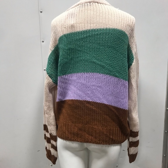 Lush Stripe Accent Drop Shoulder Sweater - Picture 5 of 8